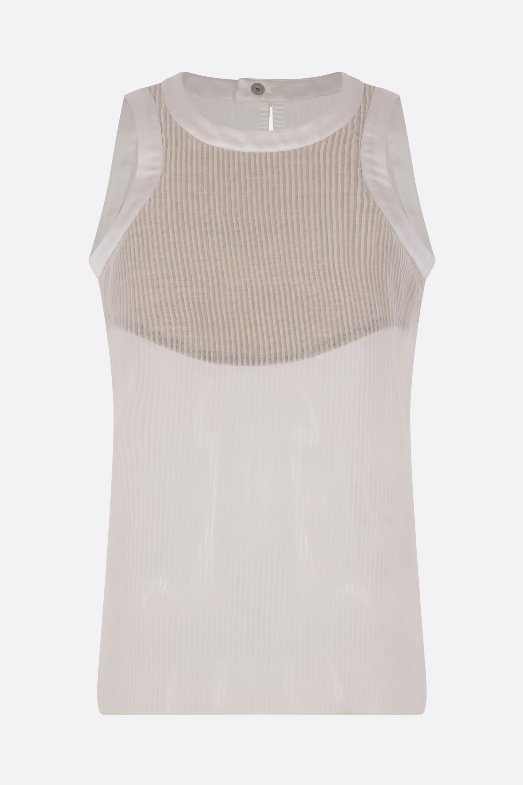 top smanicato in chiffon plissé