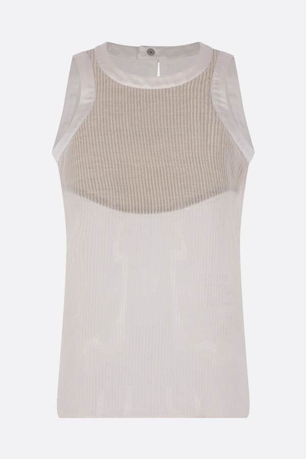 top smanicato in chiffon plissé