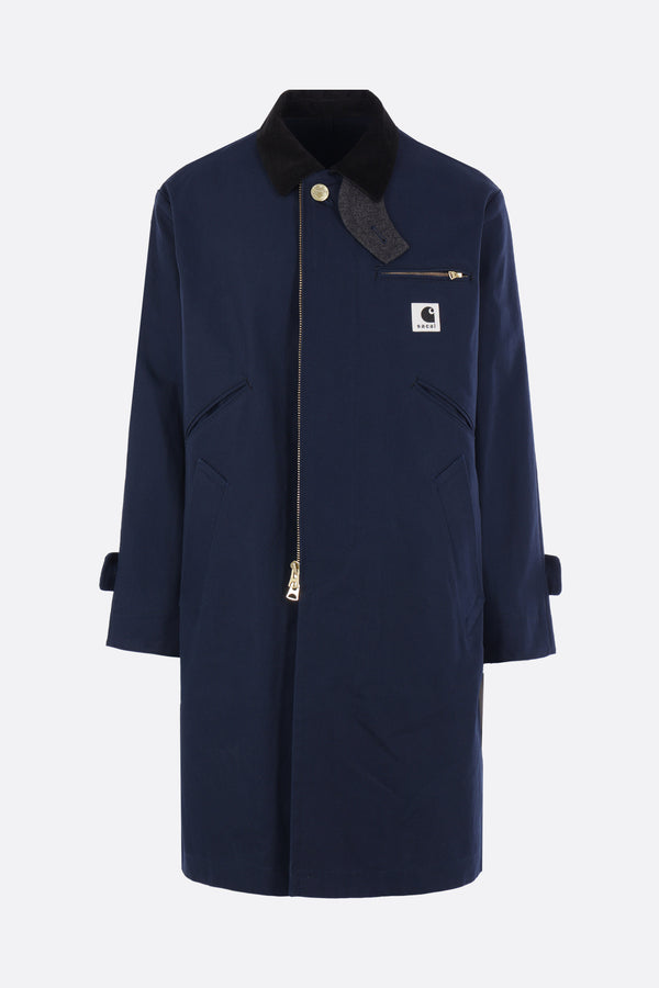 canvas coat with logo patch