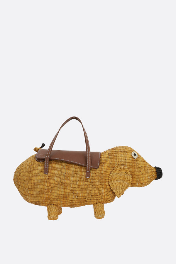 Dog Mini handbag in straw