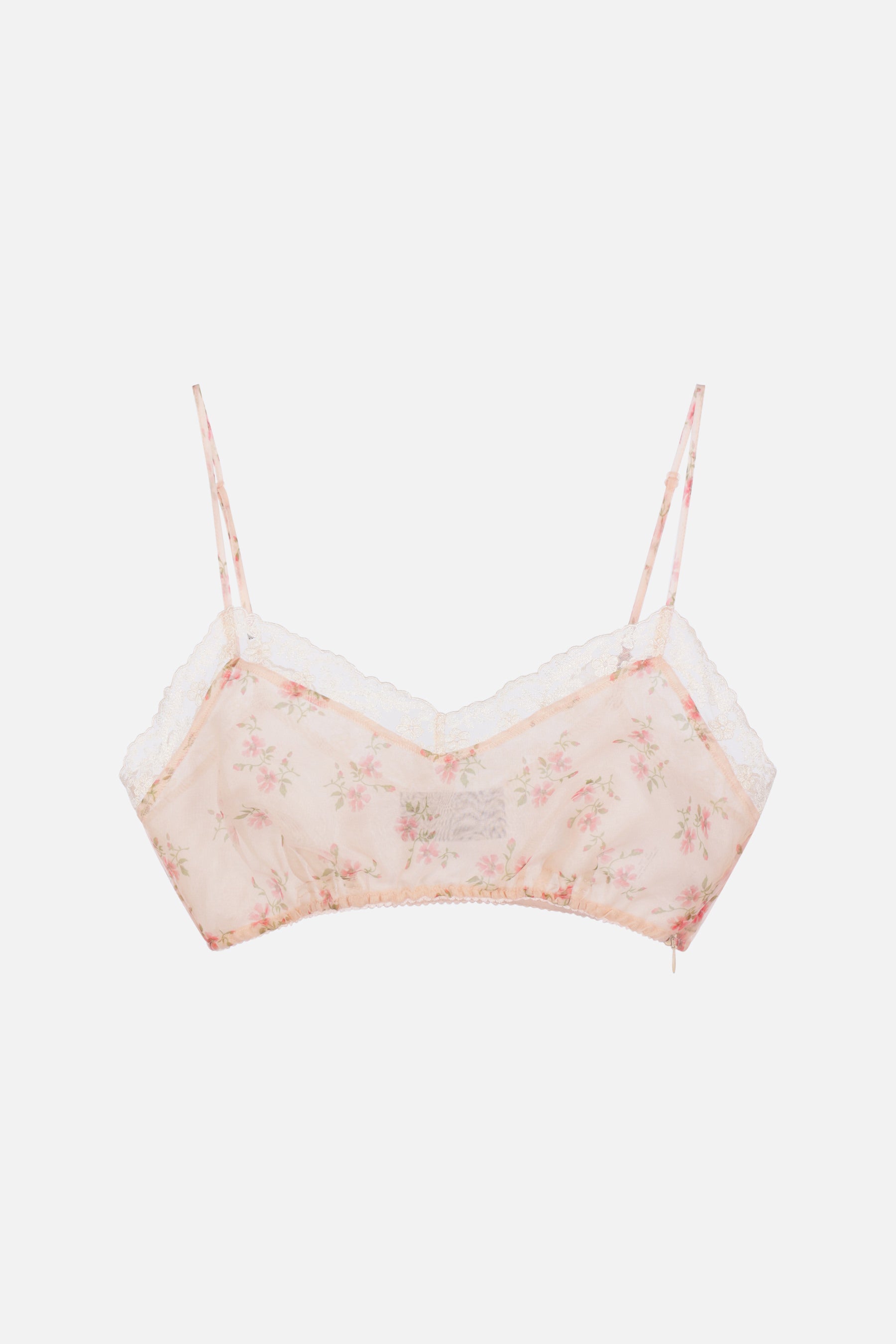 organza bralette top with floral print
