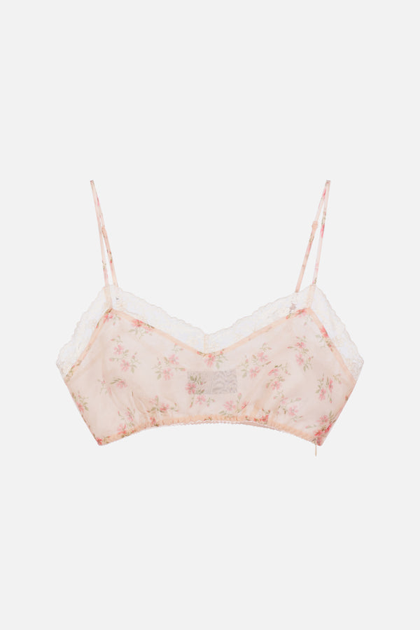 organza bralette top with floral print