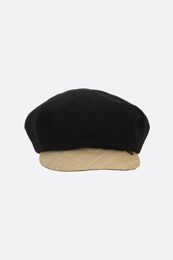 Organic hat in canvas and raffia