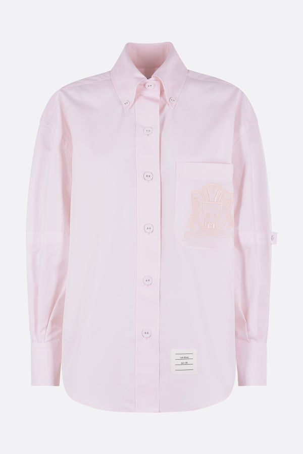 oversized shirt in poplin with crest embroidery