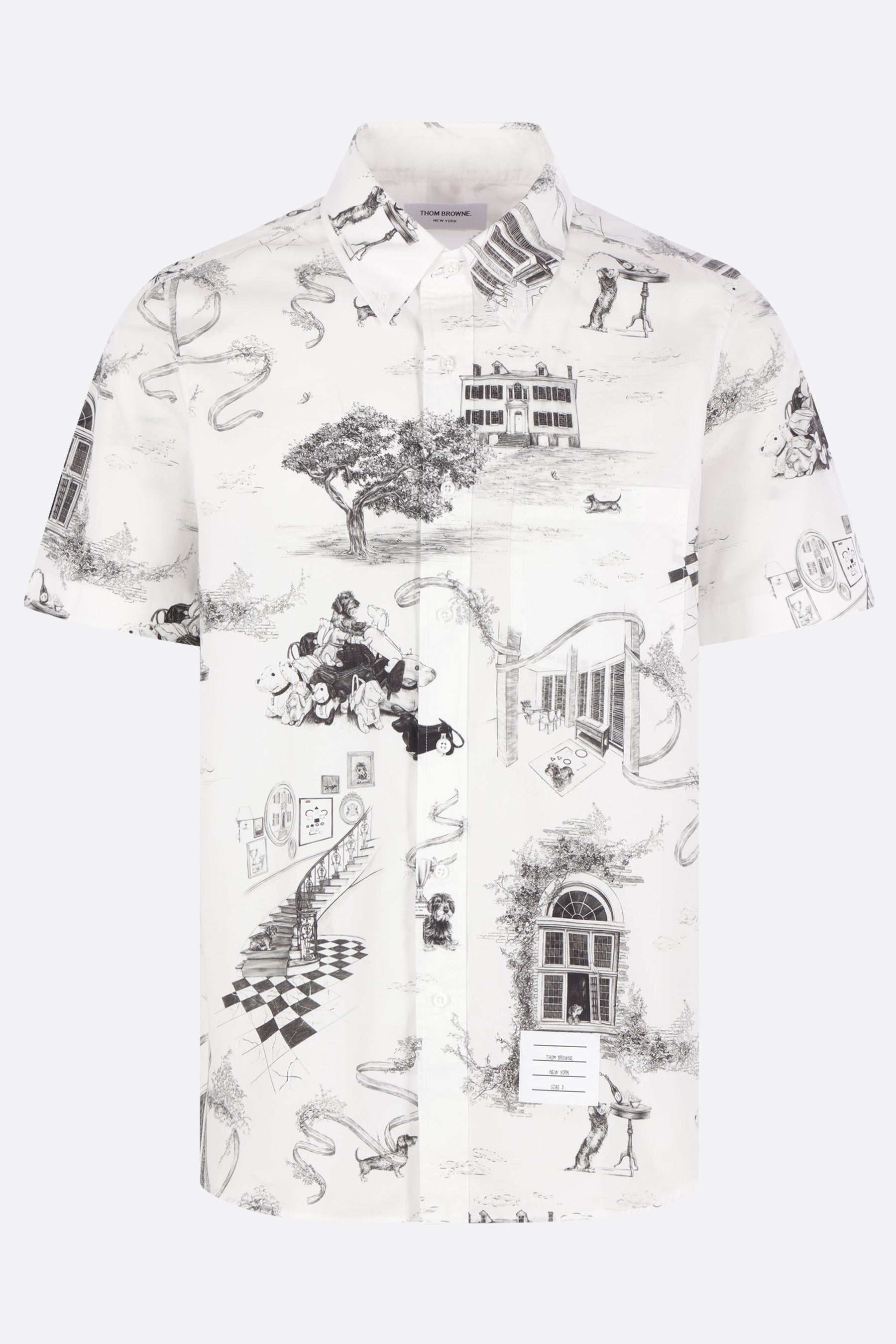 short-sleeve shirt in printed poplin