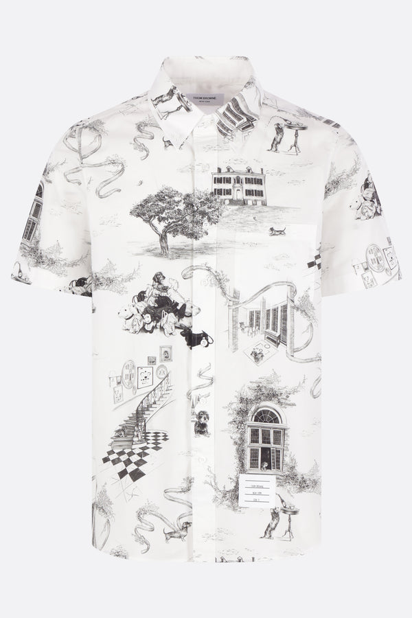 short-sleeve shirt in printed poplin