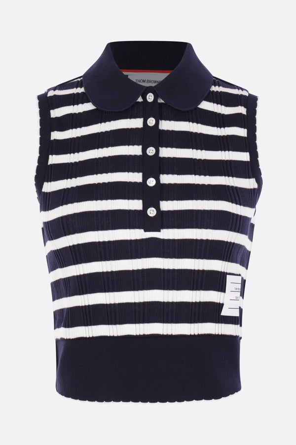 sleeveless polo shirt in rib cotton