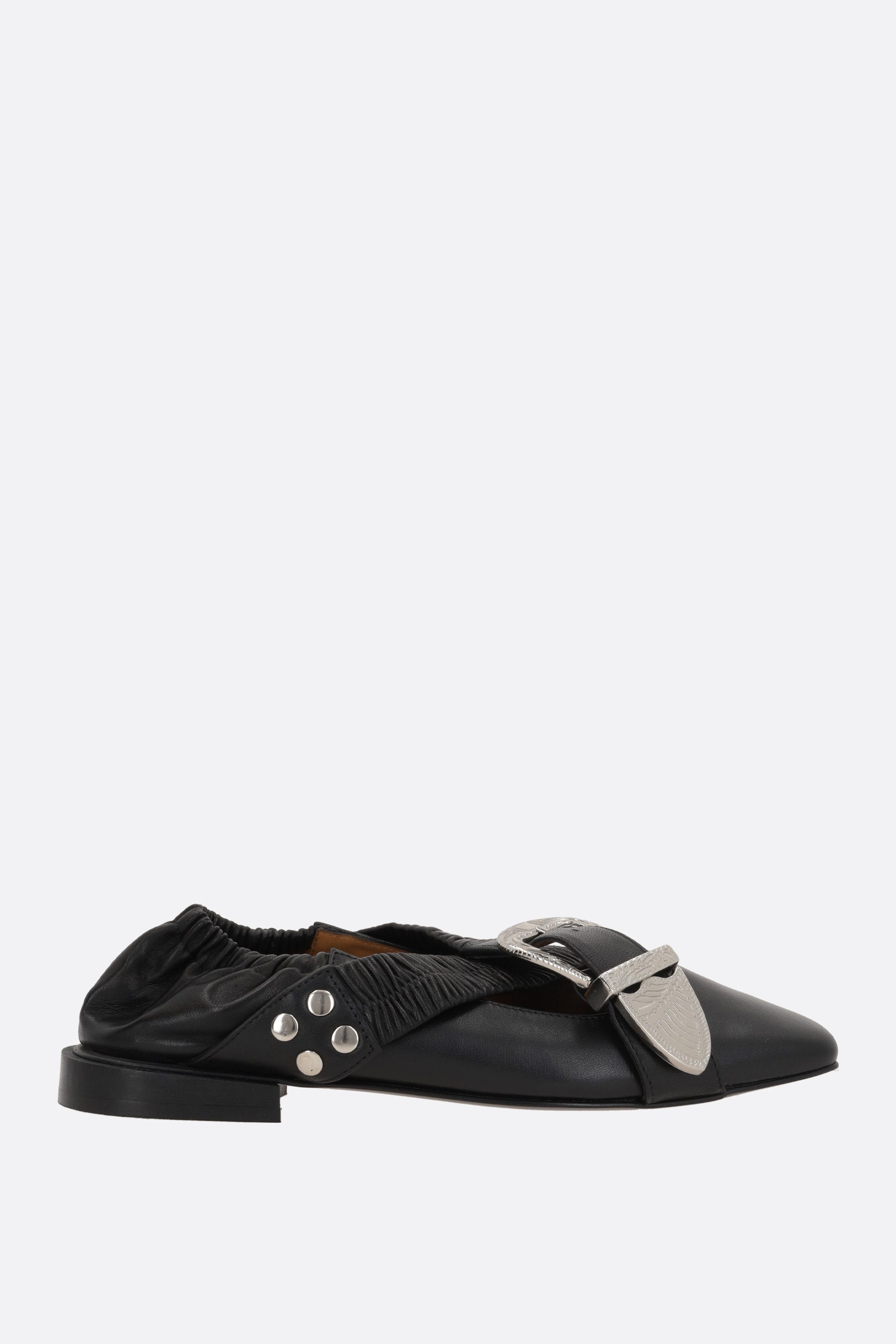cross strap ballerinas in smooth leather