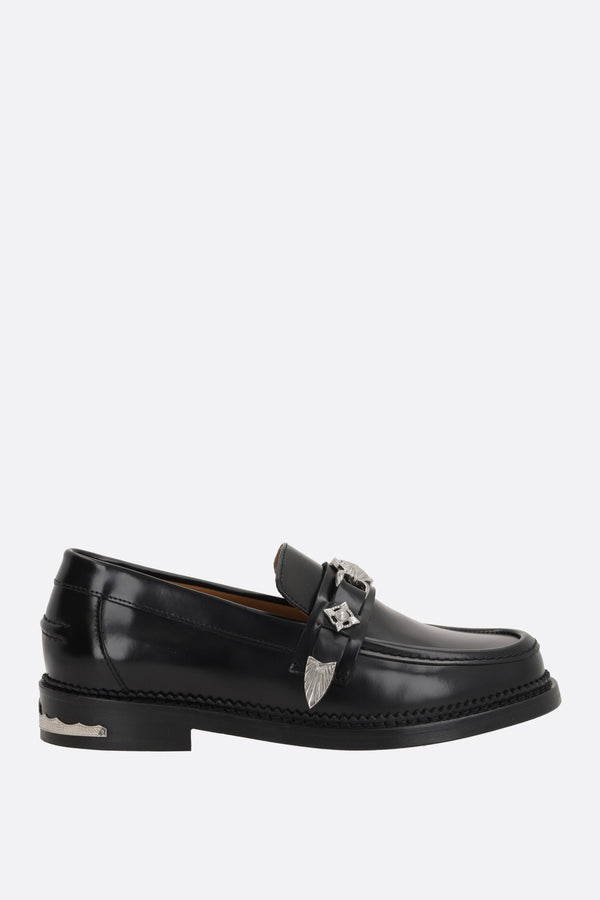 brushed leather loafers