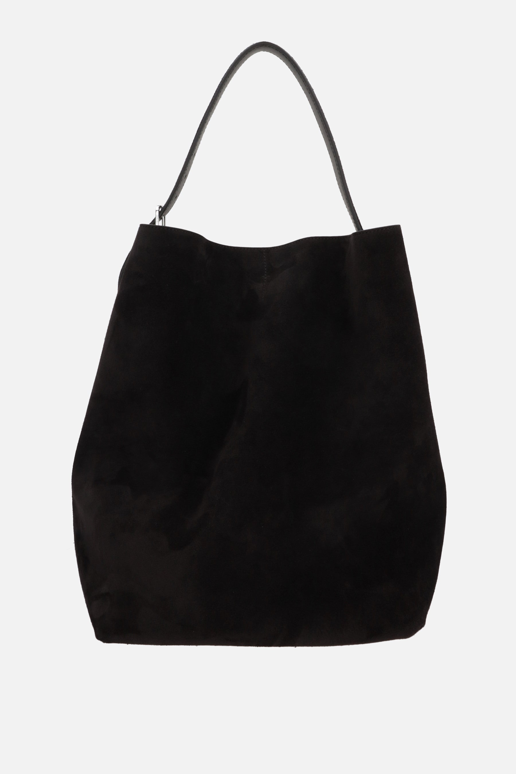 Belted shoulder bag in suede