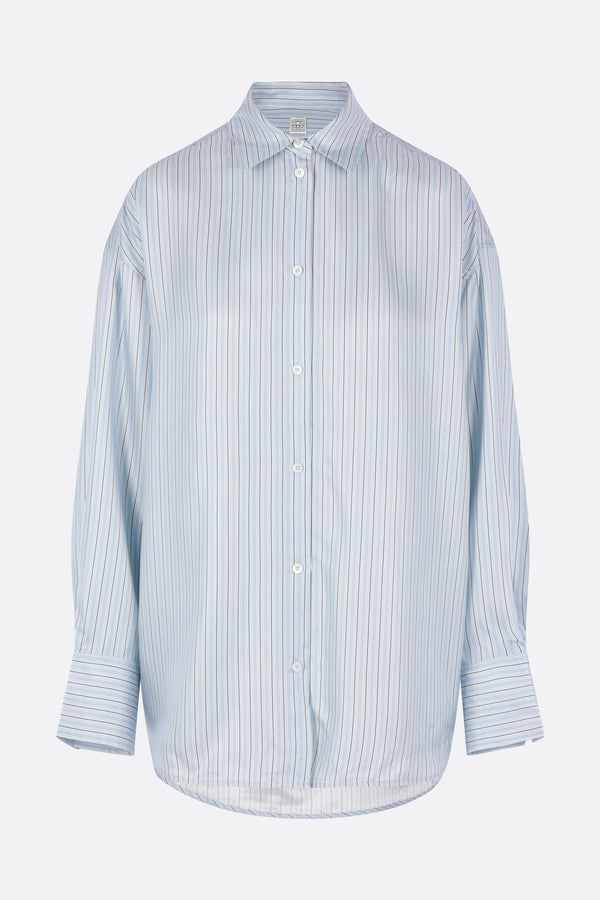 camicia oversize in seta a righe