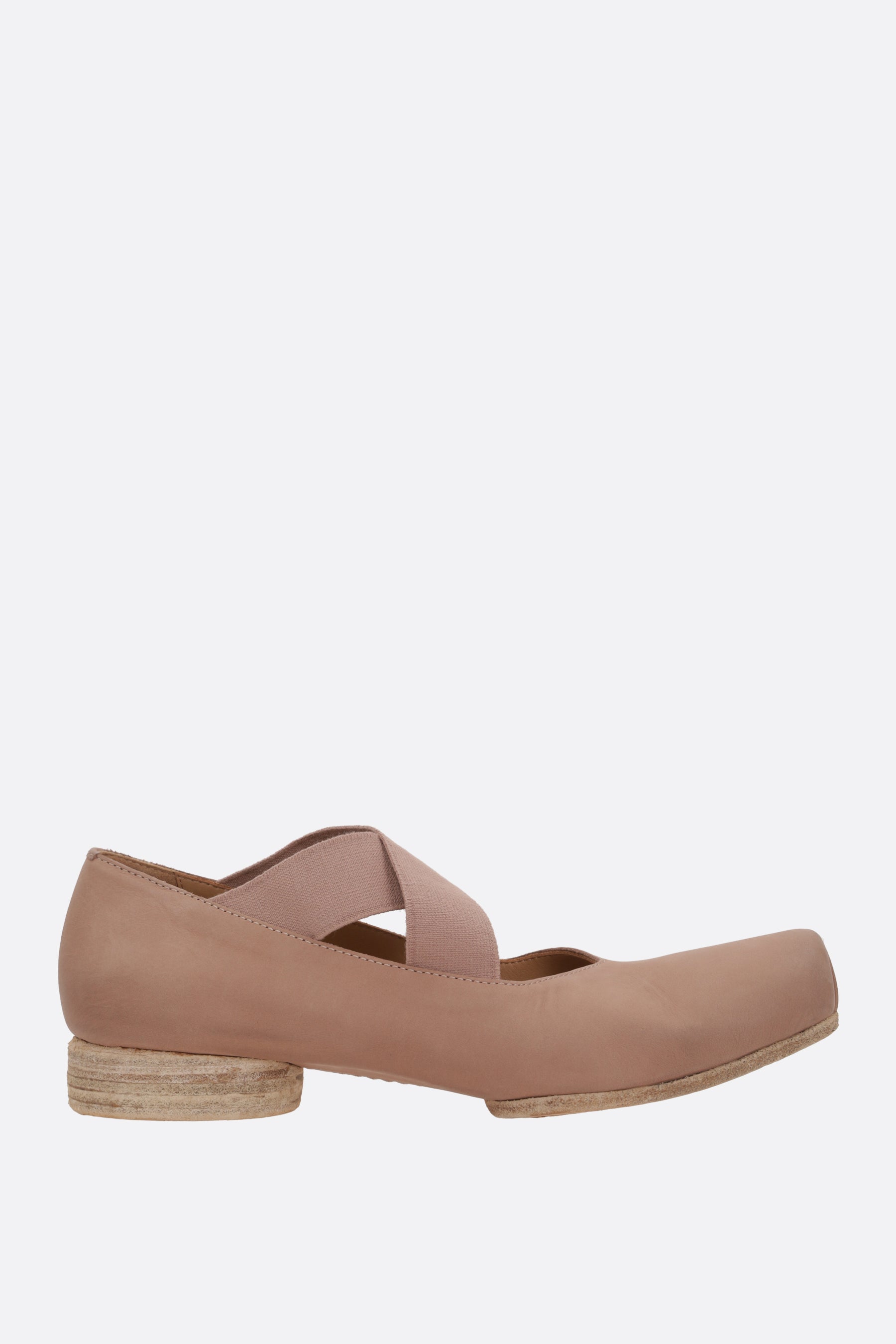 smooth leather ballerinas with elastic bands
