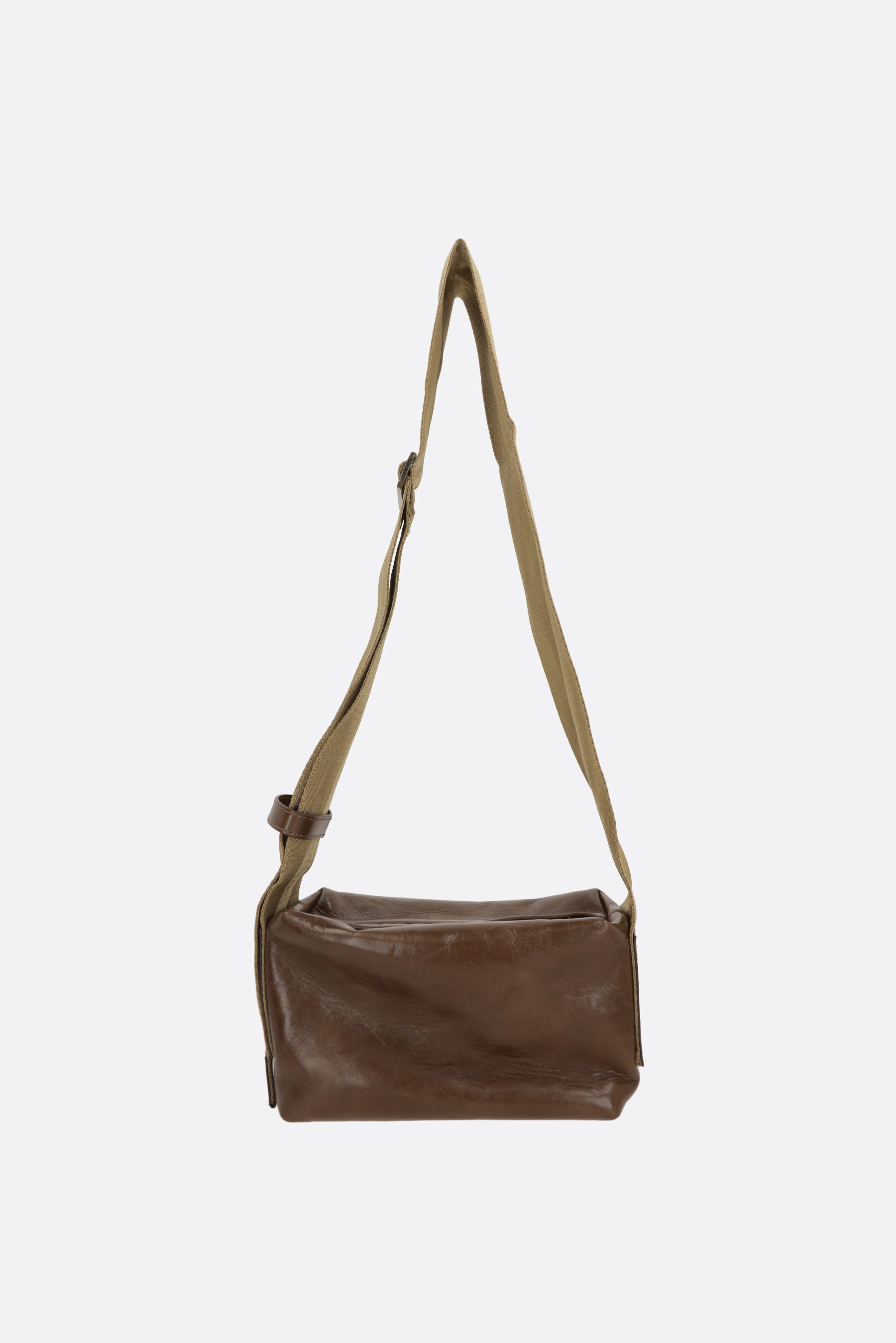 Tofu small crossbody bag in craquelé leather