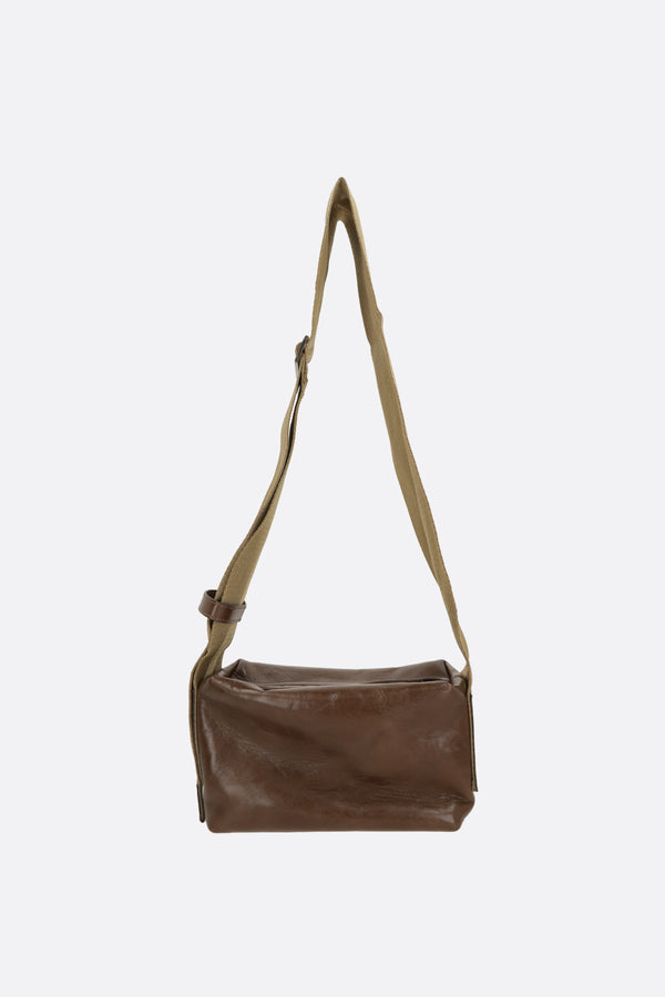 Tofu small crossbody bag in craquelé leather