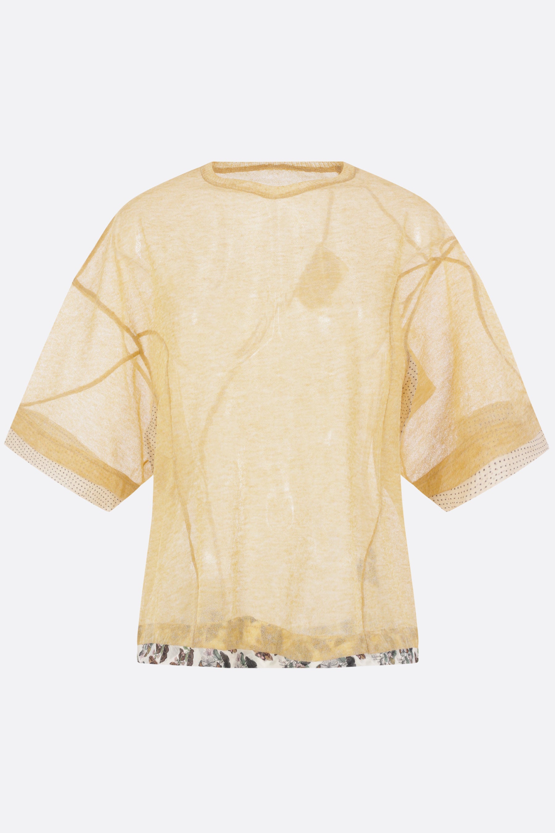 pullover a maniche corte in maglia semi trasparente