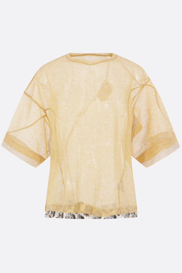 short-sleeve sweater in semi-sheer knit