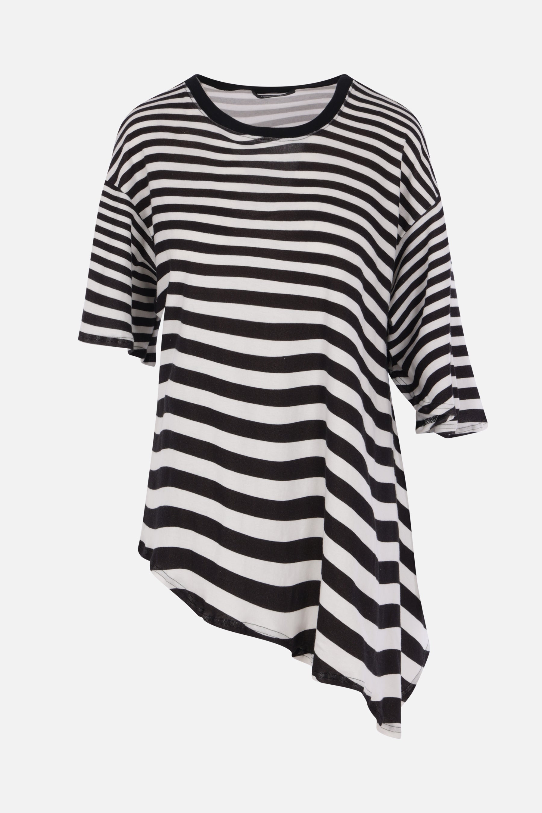 t-shirt asimmetrica in cotone a righe