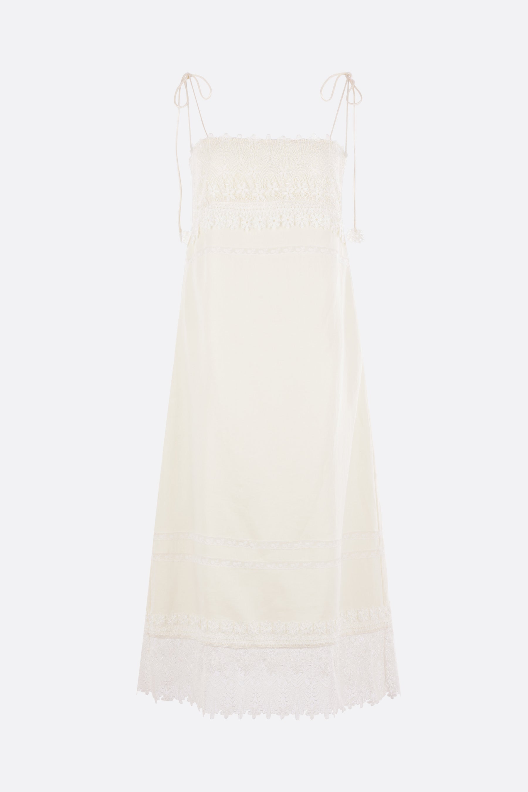 abito midi in lino e pizzo