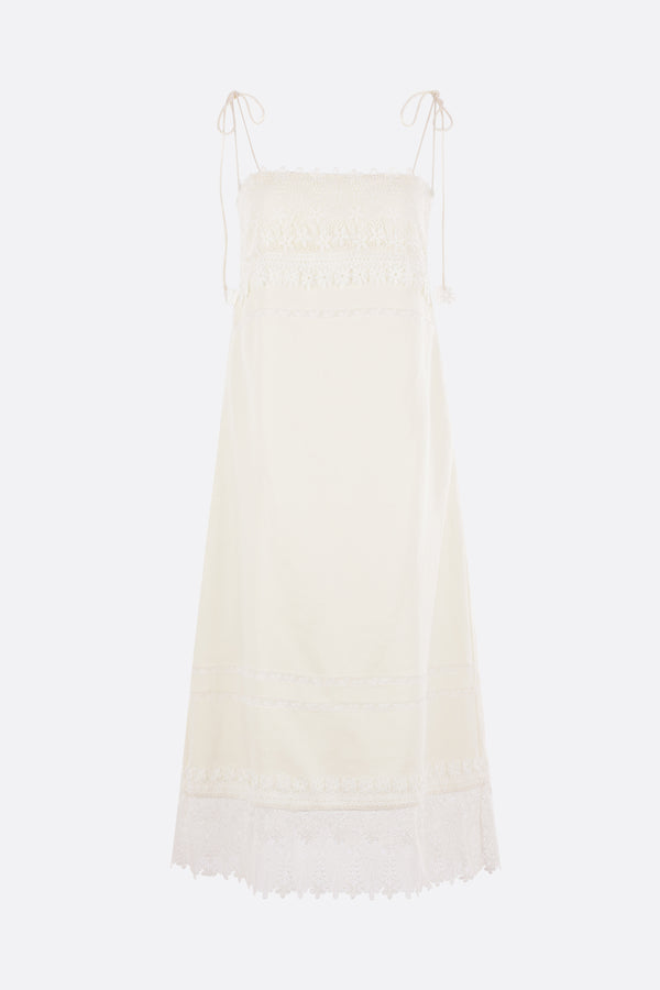 linen and lace midi dress