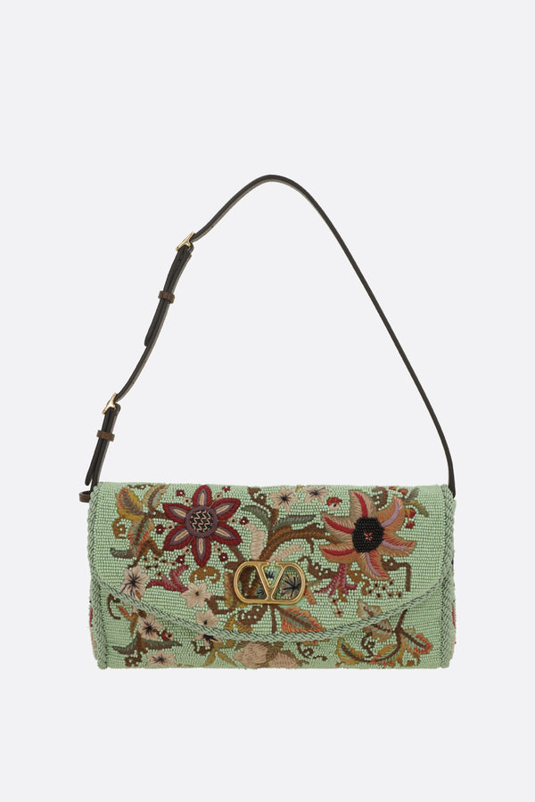 DeVain small shoulder bag in embroidered satin