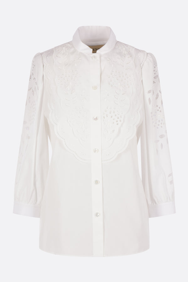 poplin shirt with Sangallo embroidery