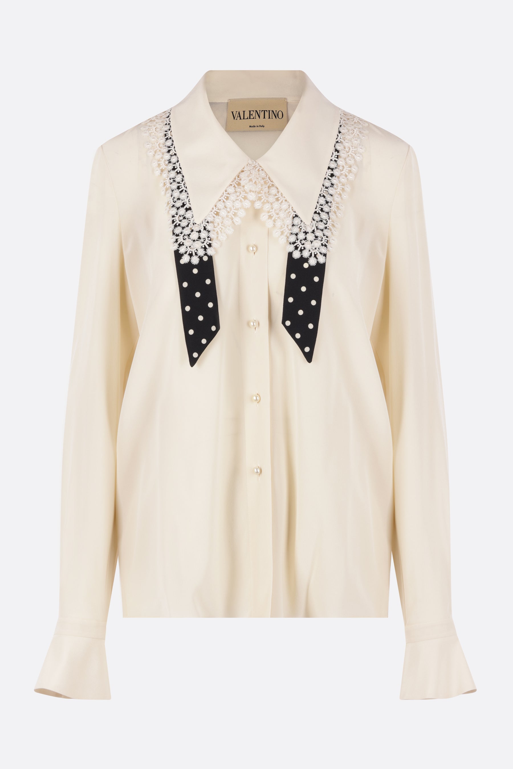 silk and lace shirt with bow tie
