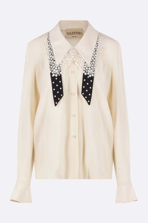 silk and lace shirt with bow tie