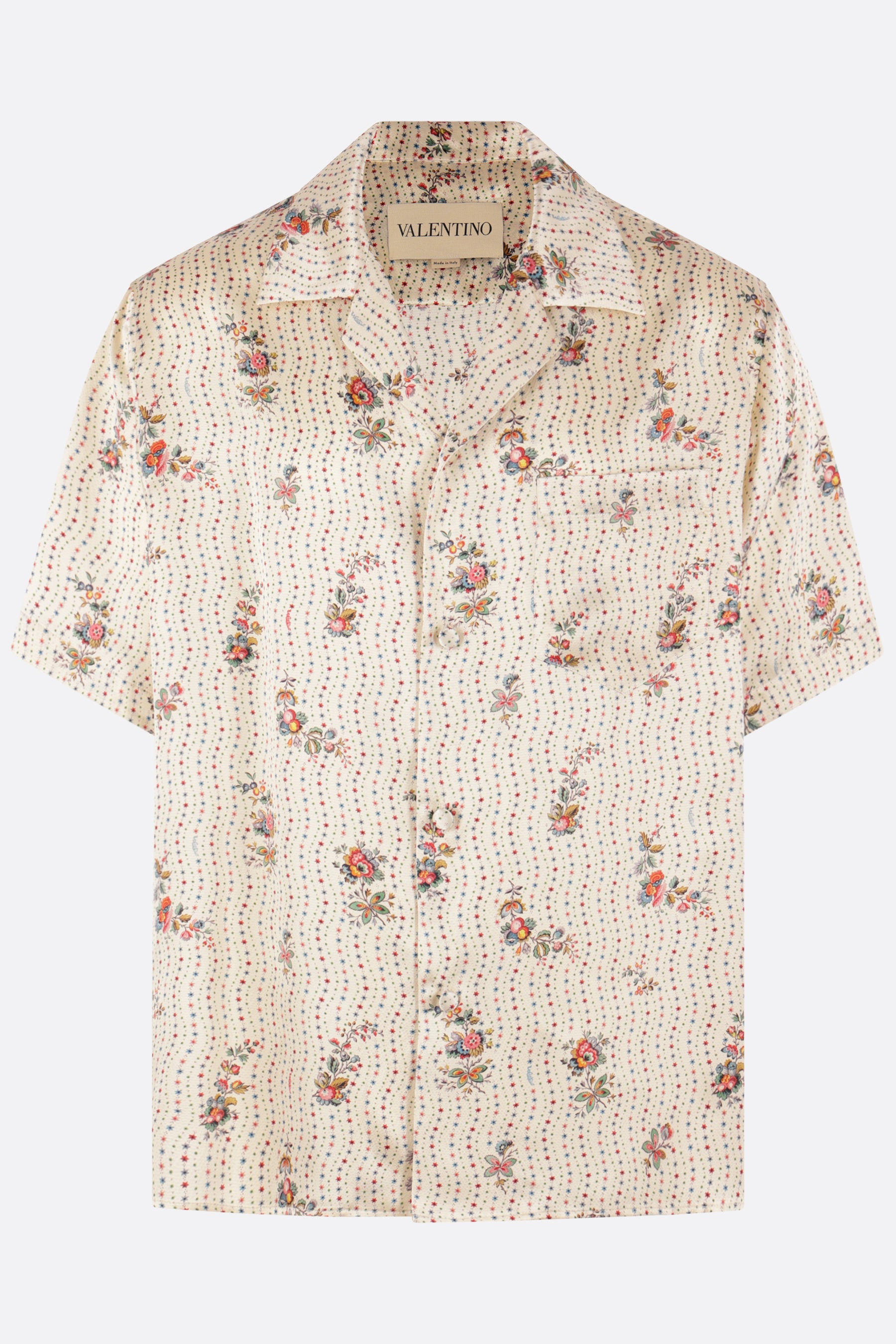 silk bowling shirt with Papier Floral print