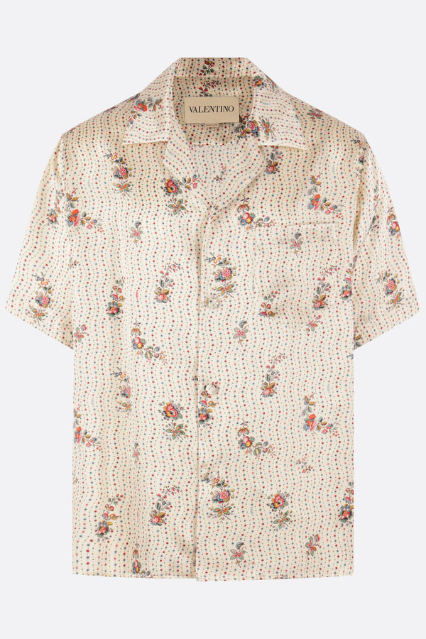 silk bowling shirt with Papier Floral print