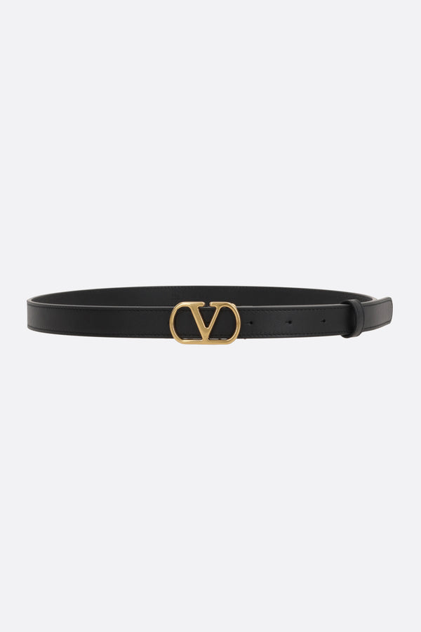 VLogo Signature thin belt in smooth leather