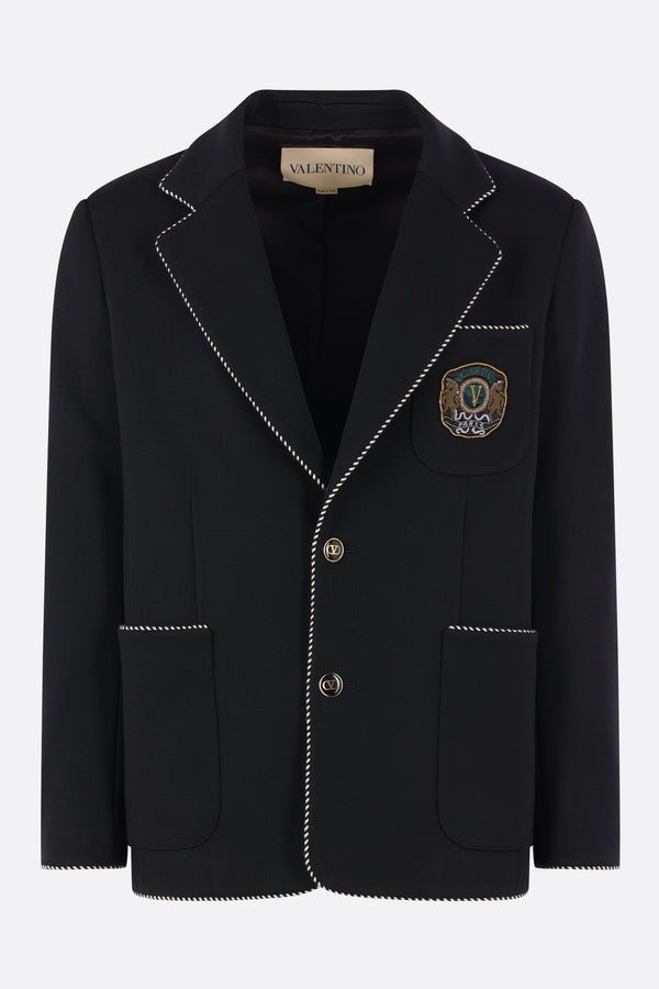 single-breasted jacket in wool with Valentino patch