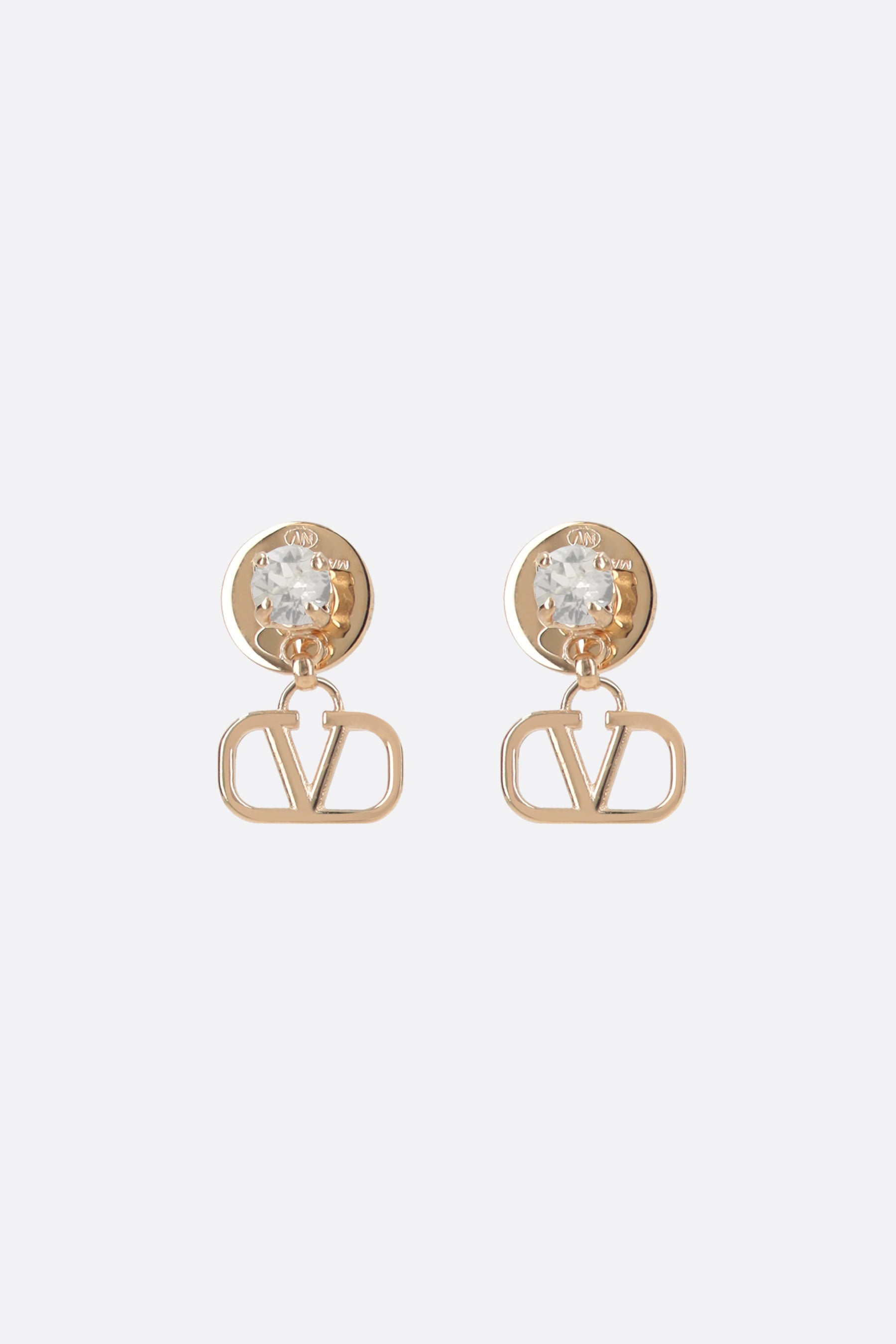 VLogo Signature earrings in metal with crystals