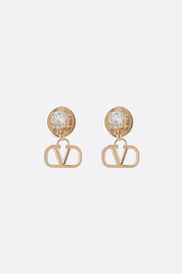 VLogo Signature earrings in metal with crystals