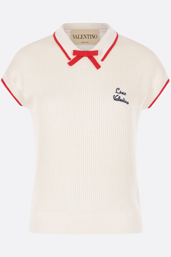 cotton and viscose top with Chez Valentino embroidery