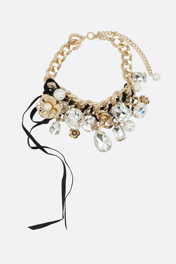 chain necklace with pearls and crystals