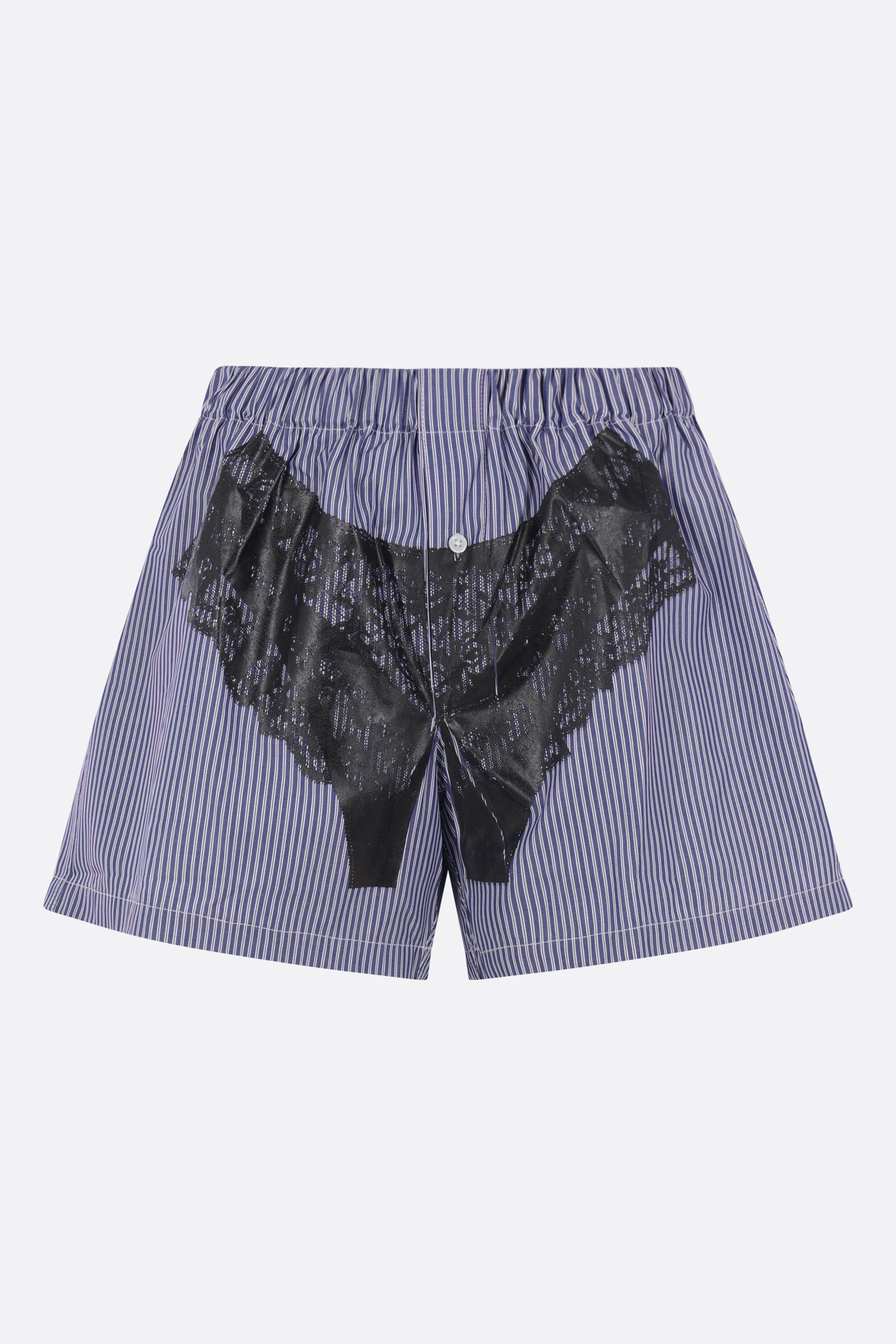 Trompe L'oeil boxer shorts in striped poplin