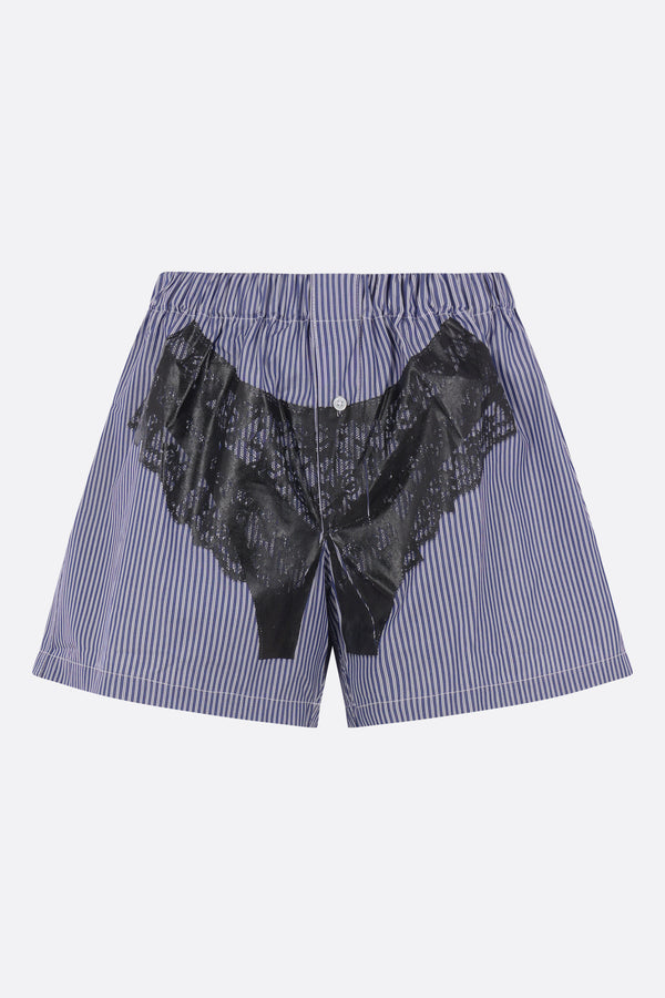 Trompe L'oeil boxer shorts in striped poplin