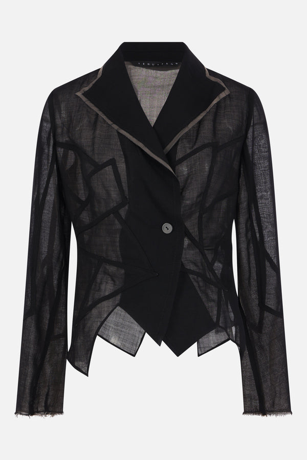 deconstructed jacket in wool blend