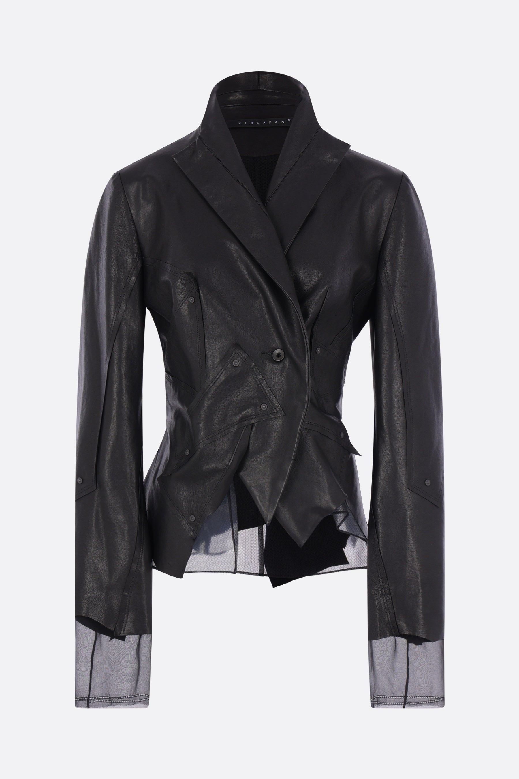 asymmetric jacket in leather