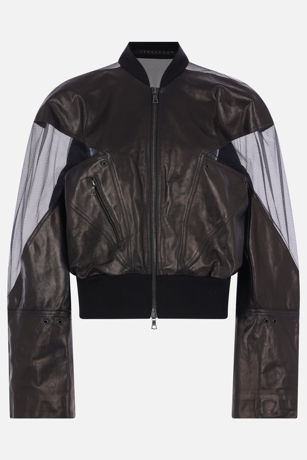bomber in pelle e tulle