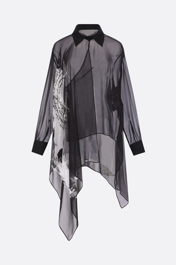 camicia asimmetrica in seta