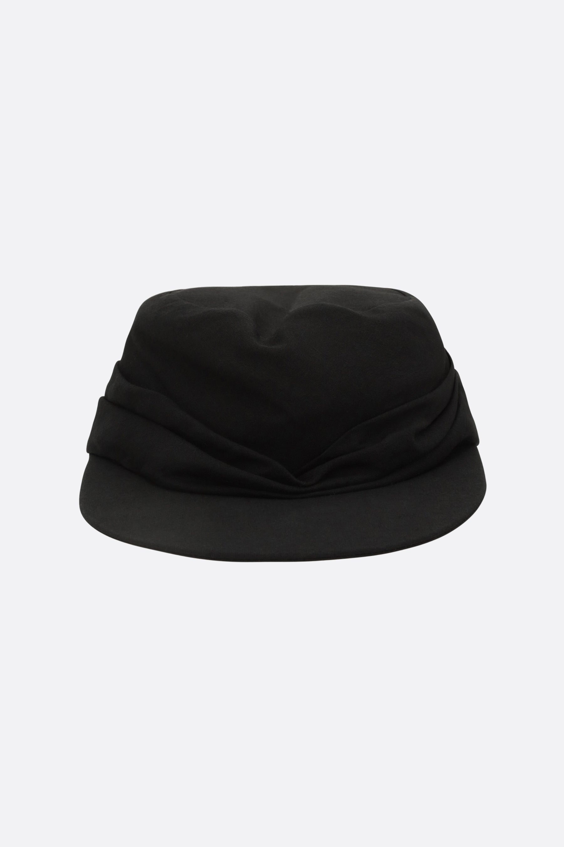 draped visor hat in linen blend