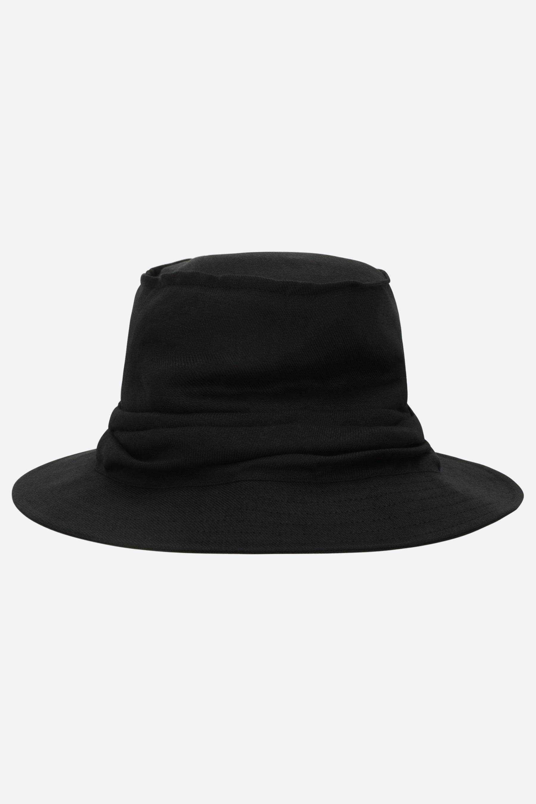 draped bucket hat in linen