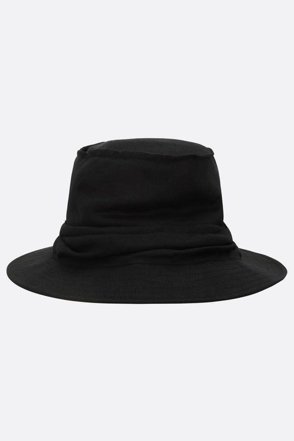 draped bucket hat in linen
