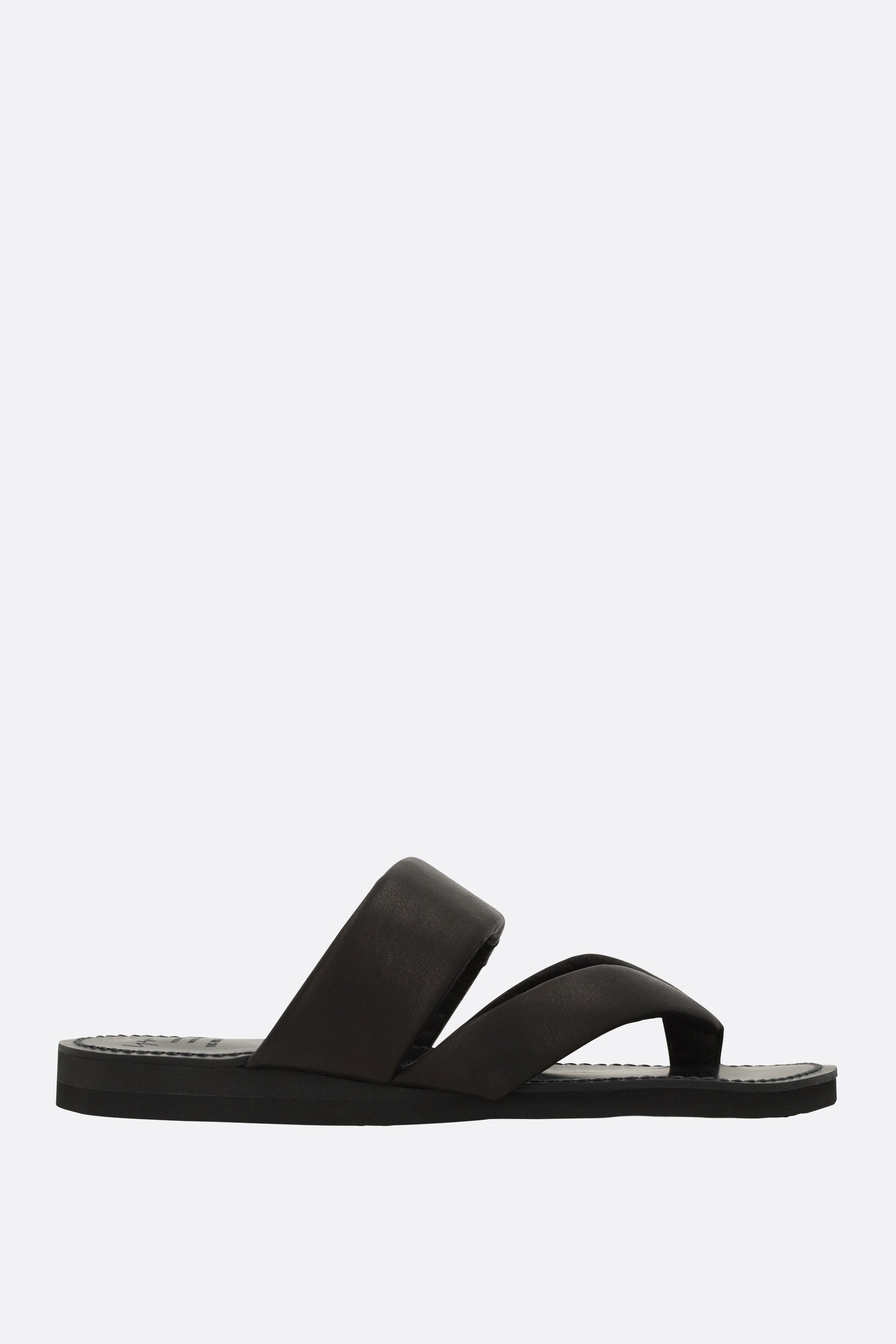 strap flip flop in padded leather
