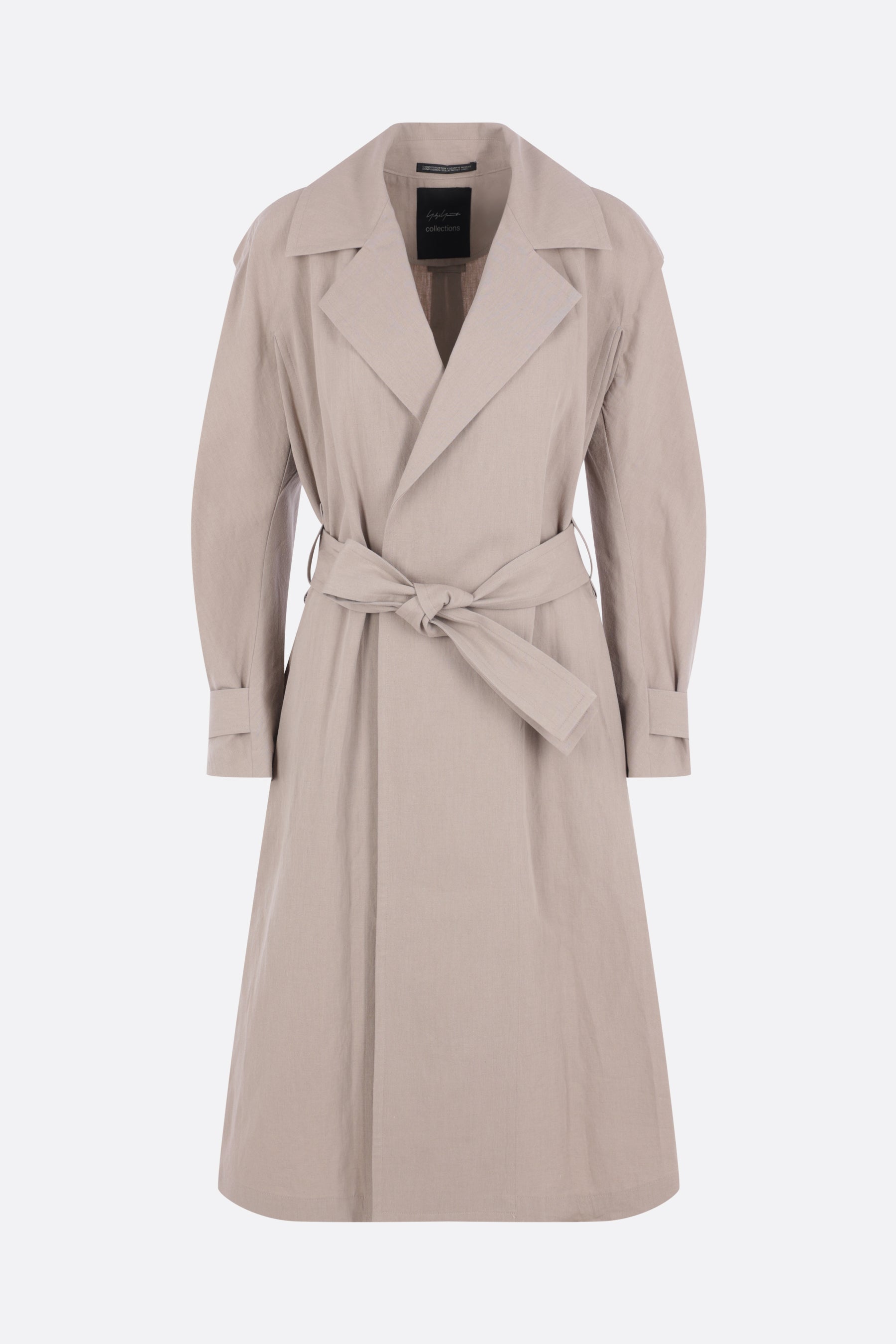 cotton and linen wrap trench coat