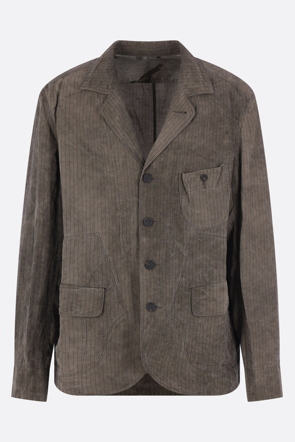 single-breasted jacket in striped linen blend