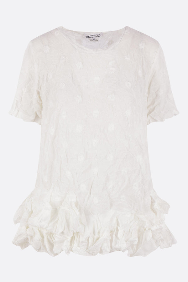 mesh top with floral embroidery