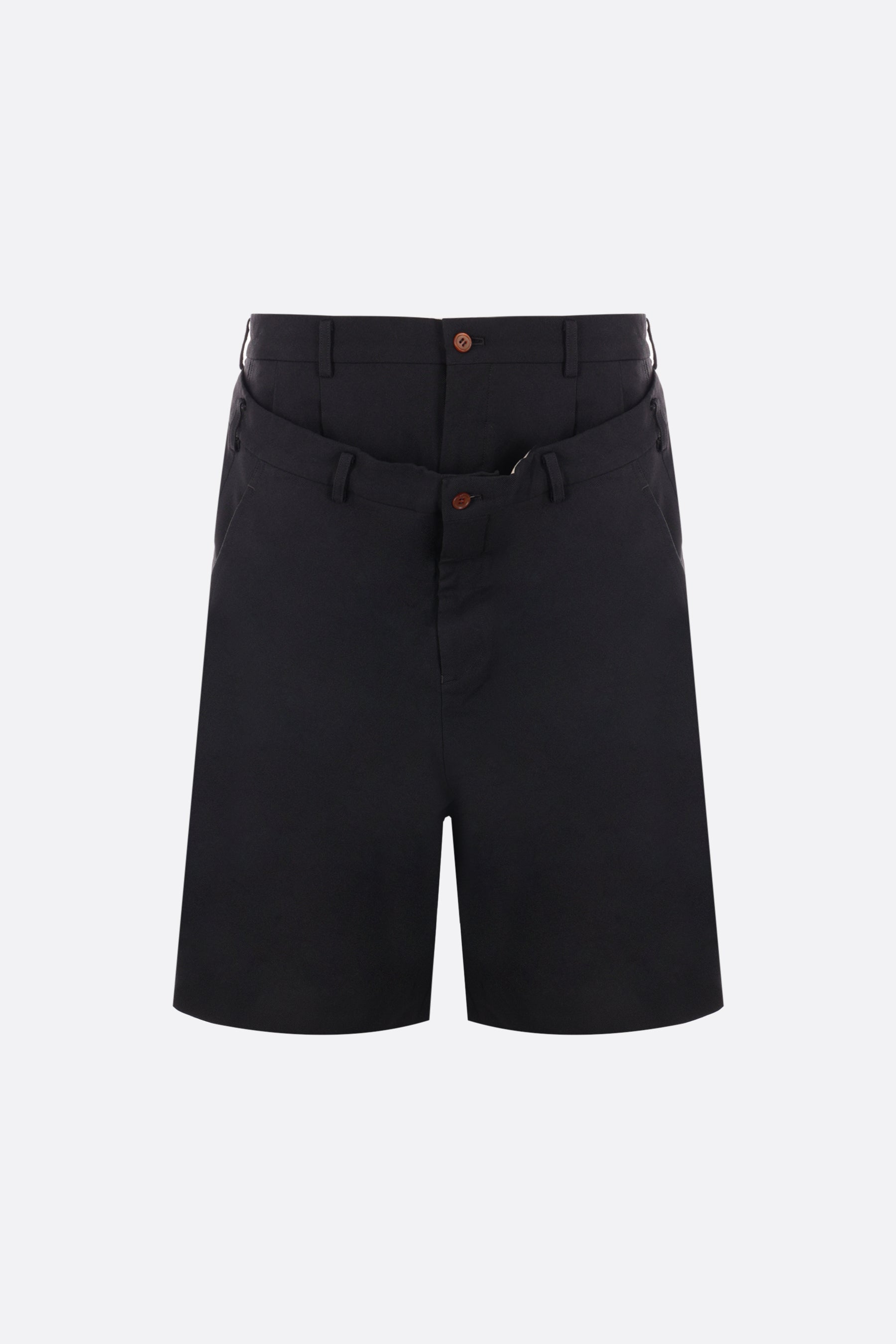 technical twill short pants with double-layer insert