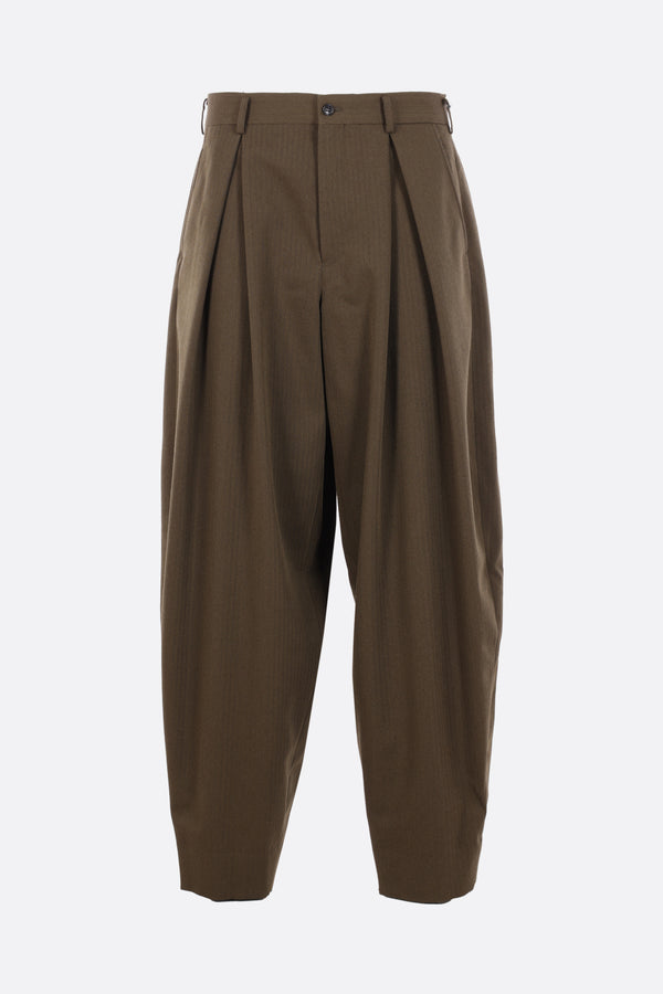 herringbone wool baggy trousers